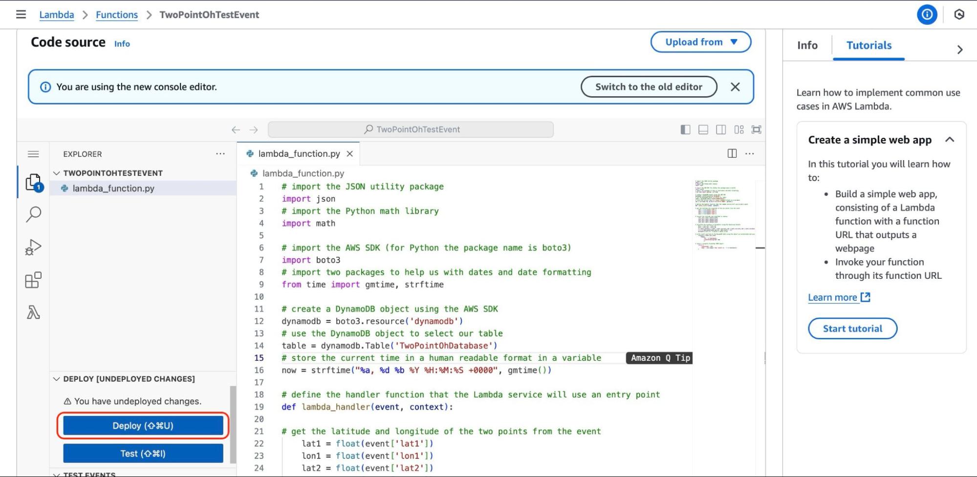 deploy lambda function